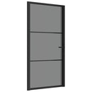 dør 102,5x201,5 cm sikkerhedsglas og aluminium sort