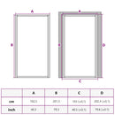 dør 102,5x201,5 cm sikkerhedsglas mat glas og aluminium hvid
