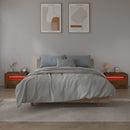 sengeborde med LED-lys 2 stk. 60x35x40 cm røget eg