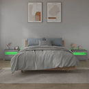 sengeborde med LED-lys 2 stk. 60x35x40 cm grå sonoma-eg