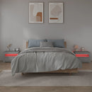 sengeborde med LED-lys 2 stk. 60x35x40 cm grå sonoma-eg