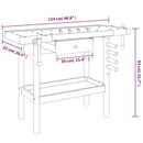 arbejdsbænk med skuffe og skruestik 124 x 52 x 83 cm massivt træ akacie