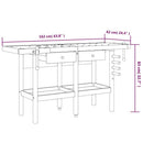 arbejdsbord m. skuffer + skruestik 162x62x83 cm massivt akacie