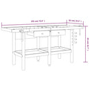 arbejdsbord m. skuffer + skruestik 192x62x83 cm massivt akacie