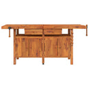 arbejdsbord m. skuffer + skruestik 192x62x83 cm massivt akacie