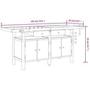 arbejdsbord m. skuffer + skruestik 192x62x83 cm massivt akacie