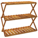 foldbar reol med 3 hylder 70x31x63 cm massivt akacietræ brun