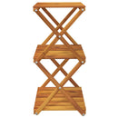 foldbar reol med 3 hylder 43x31x63 cm massivt akacietræ brun
