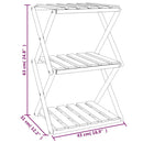 foldbar reol med 3 hylder 43x31x63 cm massivt akacietræ brun