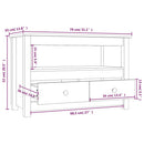 tv-bord 79x35x52 cm massivt fyrretræ sort