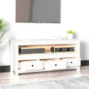 tv-bord 114x35x52 cm massivt fyrretræ hvid