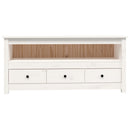 tv-bord 114x35x52 cm massivt fyrretræ hvid