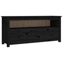 tv-bord 114x35x52 cm massivt fyrretræ sort