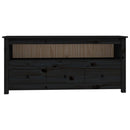 tv-bord 114x35x52 cm massivt fyrretræ sort