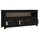 tv-bord 114x35x52 cm massivt fyrretræ sort