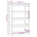 bogreol 80x35x126 cm massivt fyrretræ gyldenbrun