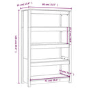 bogreol 80x35x126 cm massivt fyrretræ gyldenbrun