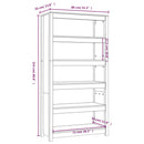 bogreol 80x35x154 cm massivt fyrretræ gyldenbrun