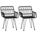 havestole 2 stk. med armlæn 56x64x80 cm polyrattan sort