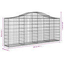 buede gabionkurve 6 stk. 200x30x80/100 cm galvaniseret jern