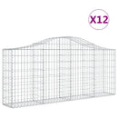 buede gabionkurve 12 stk. 200x30x80/100 cm galvaniseret jern