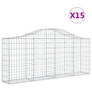 buede gabionkurve 15 stk. 200x30x80/100 cm galvaniseret jern