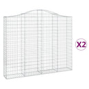 buede gabionkurve 2 stk. 200x30x160/180 cm galvaniseret jern