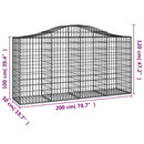 buede gabionkurve 6 stk. 200x50x100/120 cm galvaniseret jern
