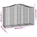 buede gabionkurve 2 stk. 200x50x120/140 cm galvaniseret jern