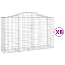 buede gabionkurve 8 stk. 200x50x120/140 cm galvaniseret jern