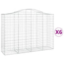 buede gabionkurve 6 stk. 200x50x140/160 cm galvaniseret jern