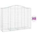 buede gabionkurve 8 stk. 200x50x140/160 cm galvaniseret jern