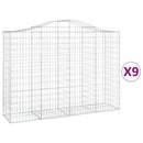 buede gabionkurve 9 stk. 200x50x140/160 cm galvaniseret jern