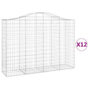 buede gabionkurve 12 stk. 200x50x140/160 cm galvaniseret jern