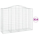 buede gabionkurve 14 stk. 200x50x140/160 cm galvaniseret jern