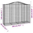 buede gabionkurve 15 stk. 200x50x140/160 cm galvaniseret jern