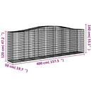 buede gabionkurve 20 stk. 400x50x120/140 cm galvaniseret jern