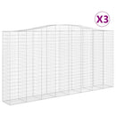 buede gabionkurve 3 stk. 400x50x200/220 cm galvaniseret jern