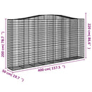 buede gabionkurve 3 stk. 400x50x200/220 cm galvaniseret jern