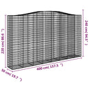 buede gabionkurve 4 stk. 400x50x220/240 cm galvaniseret jern