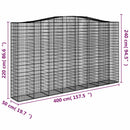 buede gabionkurve 6 stk. 400x50x220/240 cm galvaniseret jern