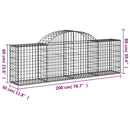 buede gabionkurve 25 stk. 200x30x60/80 cm galvaniseret jern