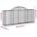 buede gabionkurve 6 stk. 200x30x80/100 cm galvaniseret jern