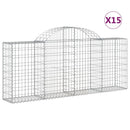 buede gabionkurve 15 stk. 200x30x80/100 cm galvaniseret jern