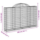 buede gabionkurve 2 stk. 200x30x120/140 cm galvaniseret jern