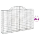 buede gabionkurve 15 stk. 200x30x120/140 cm galvaniseret jern