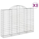 buede gabionkurve 3 stk. 200x30x140/160 cm galvaniseret jern