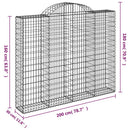 buede gabionkurve 2 stk. 200x30x160/180 cm galvaniseret jern