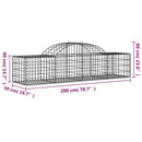 buede gabionkurve 3 stk. 200x50x40/60 cm galvaniseret jern