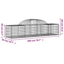 buede gabionkurve 25 stk. 200x50x40/60 cm galvaniseret jern